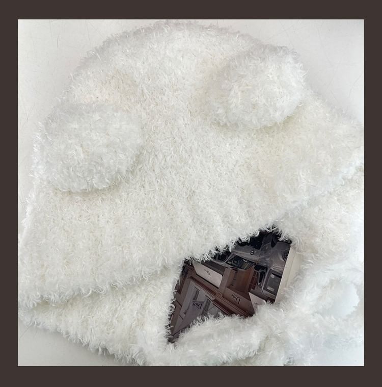 Bear Ear Chenille Trapper Hat SpreePicky