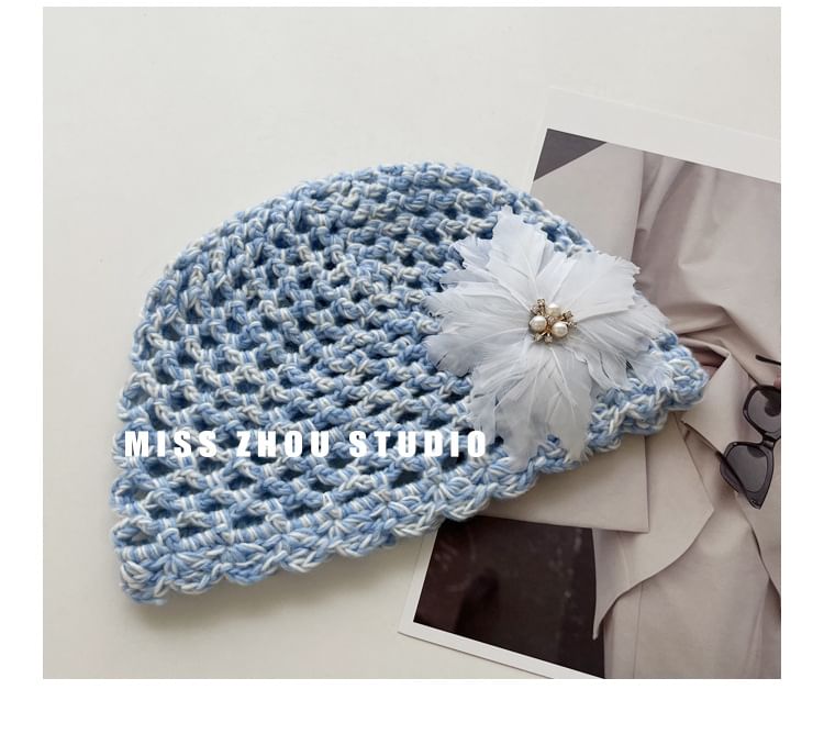 Feather Crochet Knit Hat SpreePicky