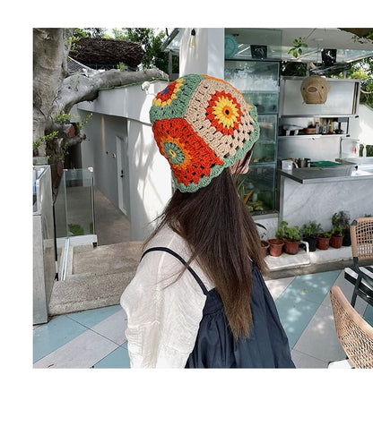 Floral Crochet Knit Hat SpreePicky