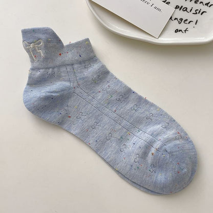 Bow Embroidered Ankle Socks SpreePicky