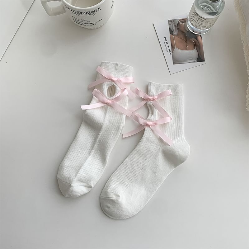 Bow Cutout Socks SpreePicky