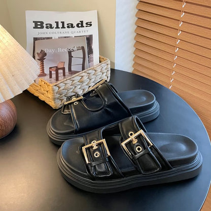 Platform Buckled Slide Sandals SpreePicky