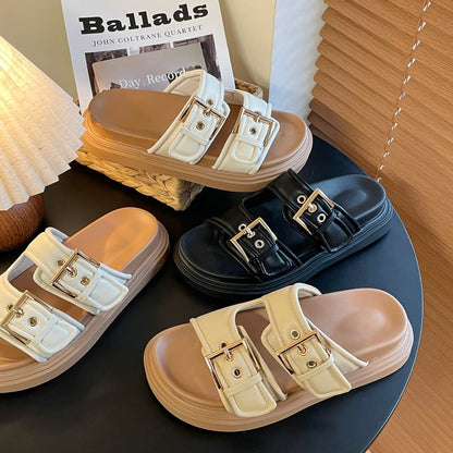 Platform Buckled Slide Sandals SpreePicky