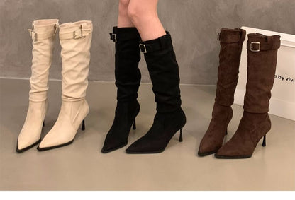 High Heel Plain Pointy Tall Boots SpreePicky