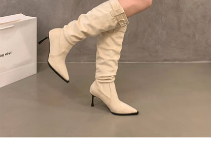 High Heel Plain Pointy Tall Boots SpreePicky