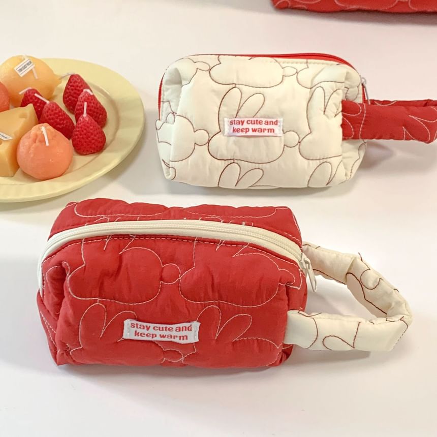 Rabbit Stitching Fabric Makeup Bag / Clutch / Pencil Case SpreePicky