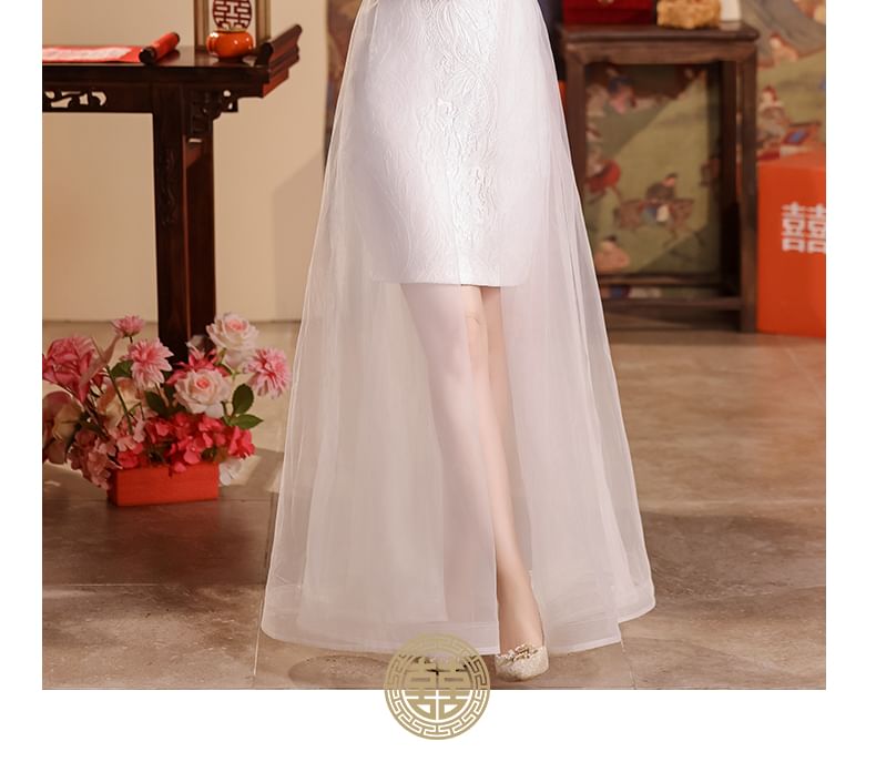 Halter Cold-Shoulder Asymmetrical A-Line Wedding Dress FashionChic