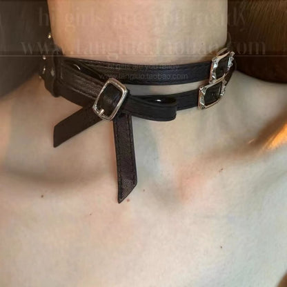 Faux Leather Buckled Choker SpreePicky