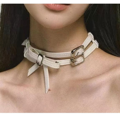 Faux Leather Buckled Choker SpreePicky