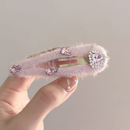 Rhinestone Plush Hair Clip SpreePicky