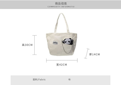 Panda Applique Canvas Tote Bag mySite