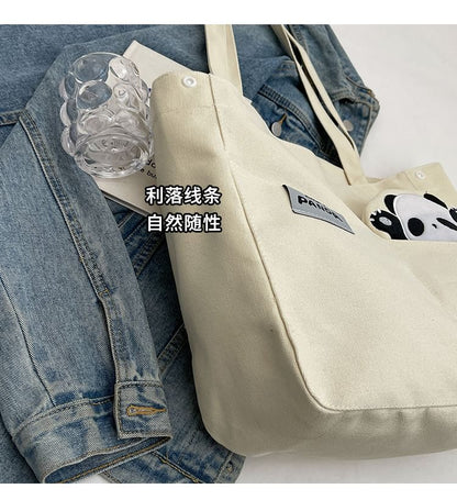 Panda Applique Canvas Tote Bag mySite