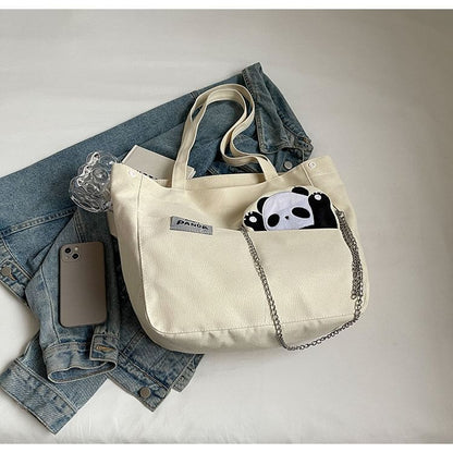 Panda Applique Canvas Tote Bag mySite