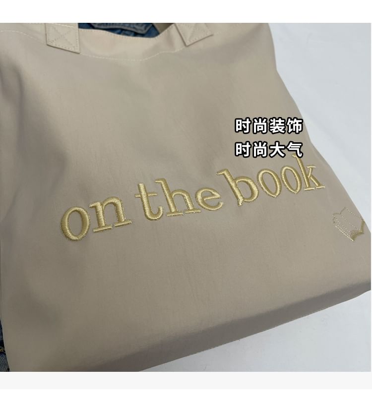 Lettering Embroidered Tote Bag mySite