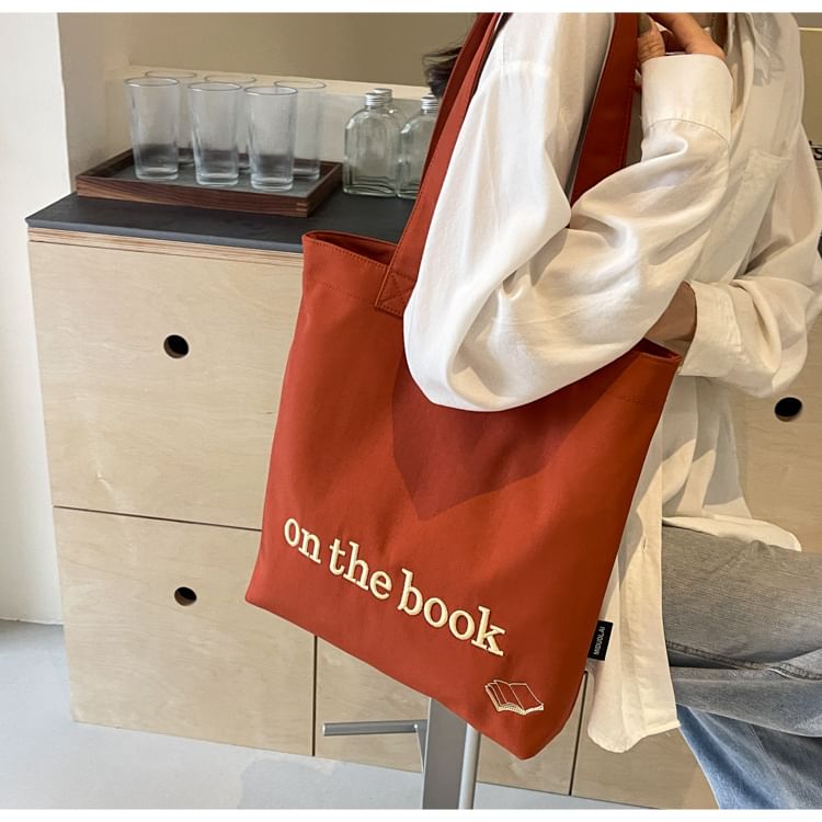 Lettering Embroidered Tote Bag mySite