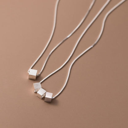 925 Sterling Silver Cube Necklace SpreePicky