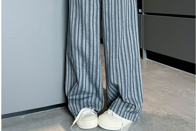 Stripe High Rise Drawstring Wide Leg Pants SpreePicky