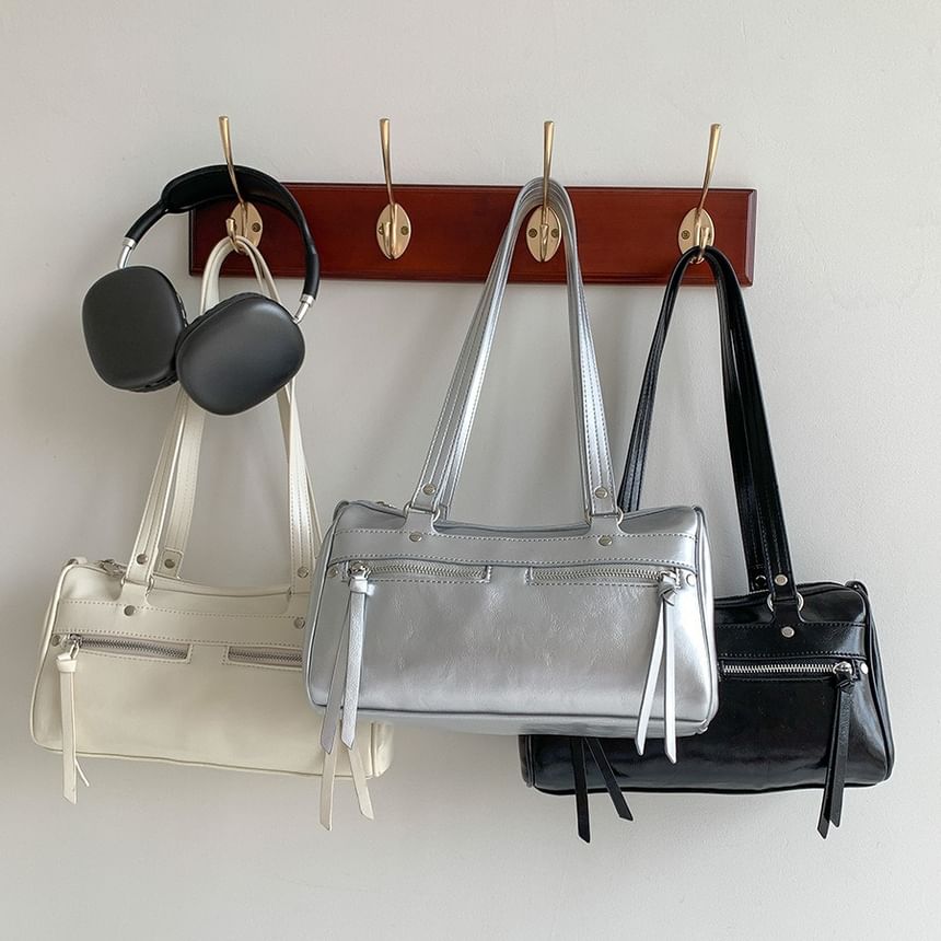 Plain Faux Leather Tote Bag SpreePicky