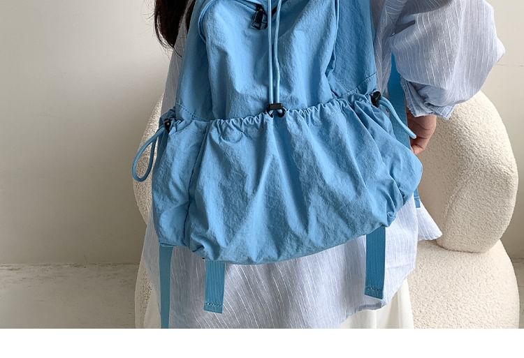 Plain Drawstring Nylon Backpack SpreePicky