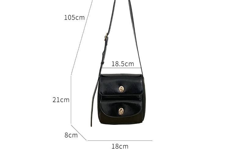 Plain Faux Leather Flap Crossbody Bag SpreePicky