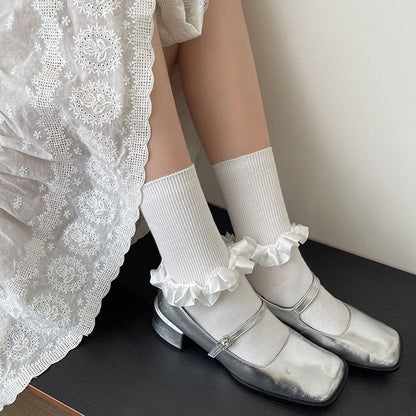 Plain Ruffle Trim Socks SpreePicky