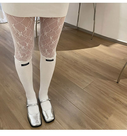 Lace Panel Mock Two Piece Tights SpreePicky