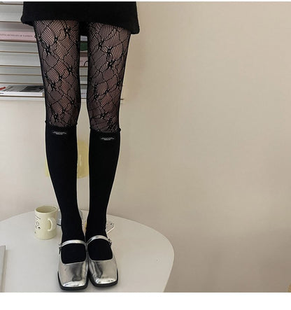 Lace Panel Mock Two Piece Tights SpreePicky