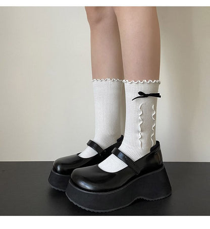 Ruffle Trim Bow Socks SpreePicky