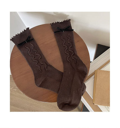 Ruffle Trim Bow Socks SpreePicky