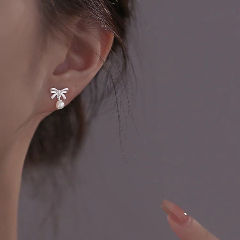 Faux Pearl Bow Stud Earring mySite