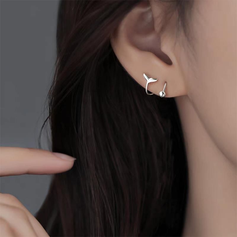 925 Sterling Silver Barbell Huggie Earring mySite