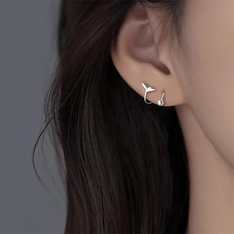 925 Sterling Silver Barbell Huggie Earring mySite