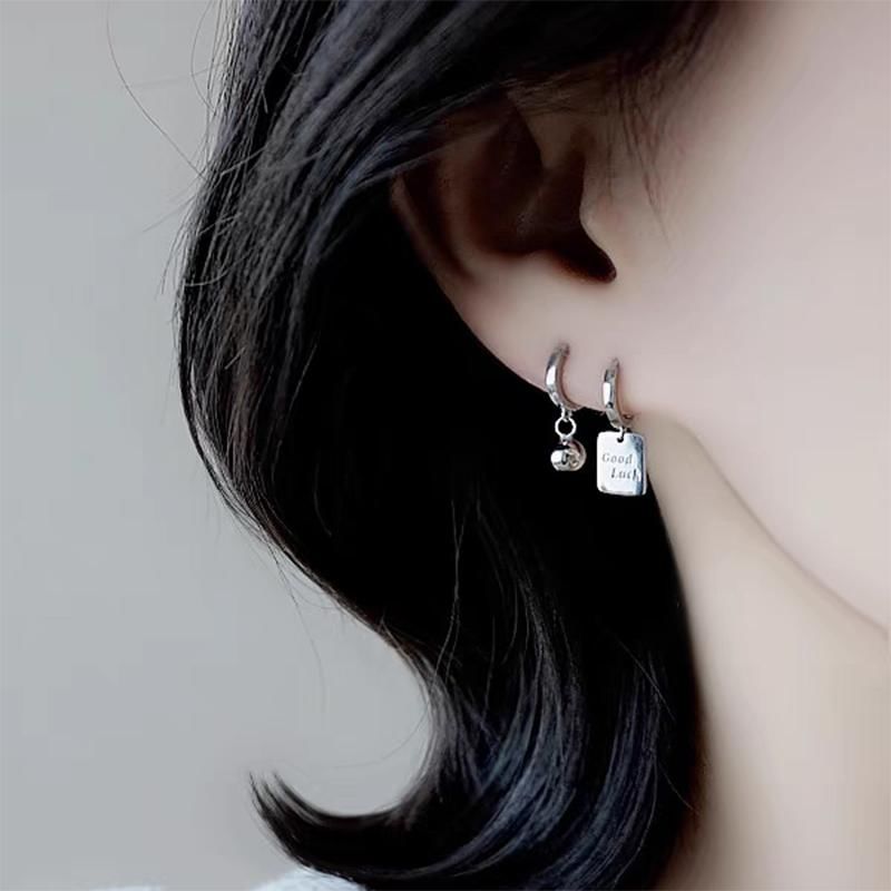 925 Sterling Silver Asymmetrical Huggie Drop Earring mySite