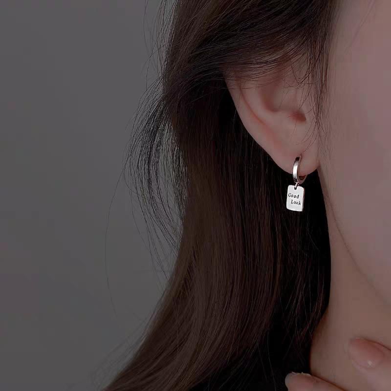 925 Sterling Silver Asymmetrical Huggie Drop Earring mySite