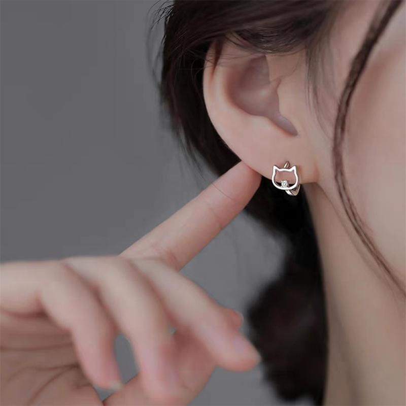 925 Sterling Silver Cat Fish Hoop Earring mySite