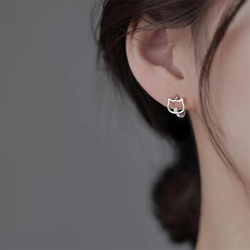 925 Sterling Silver Cat Fish Hoop Earring mySite