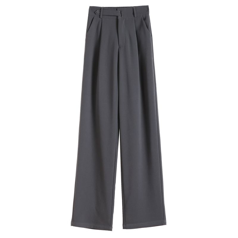 High Rise Plain Straight Leg Dress Pants SpreePicky