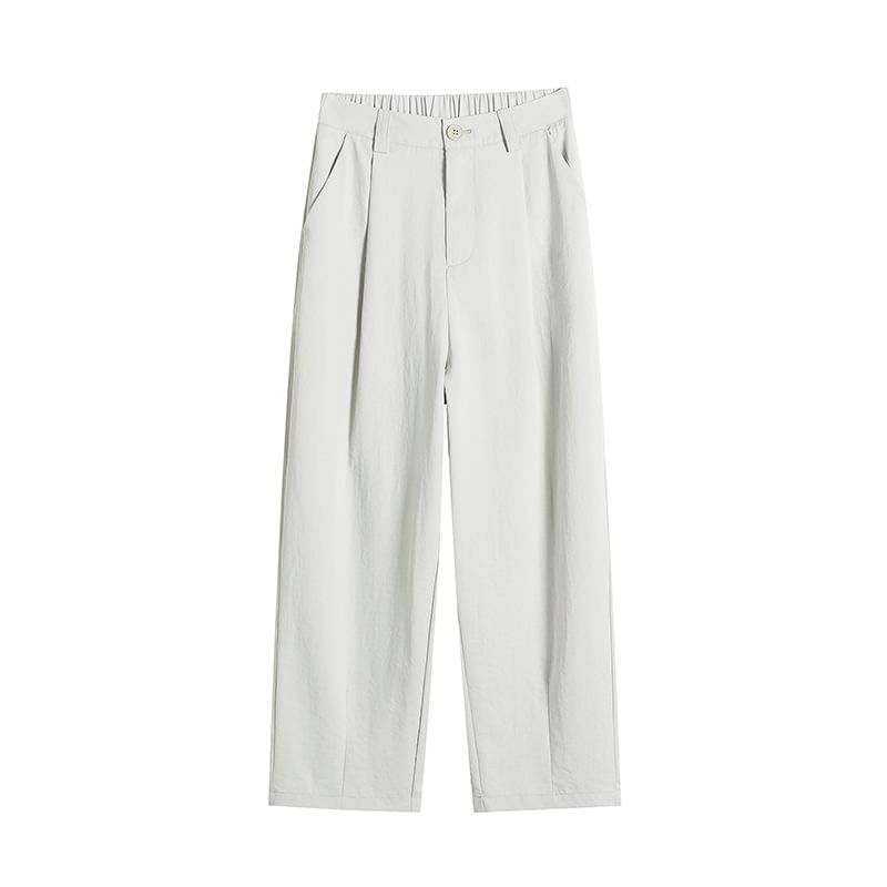 High Rise Plain Cropped Straight Leg Pants SpreePicky