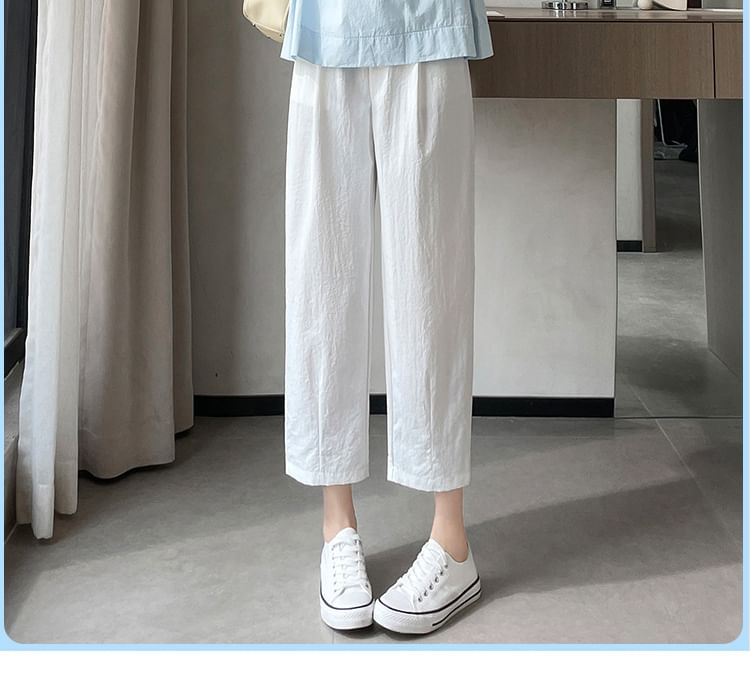 High Rise Plain Cropped Straight Leg Pants SpreePicky