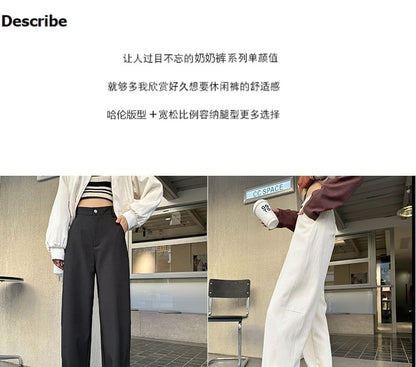 High Rise Plain Crop Harem Pants SpreePicky