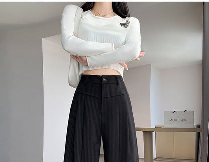 High Waist Striped Wide Leg Suit Pants mySite