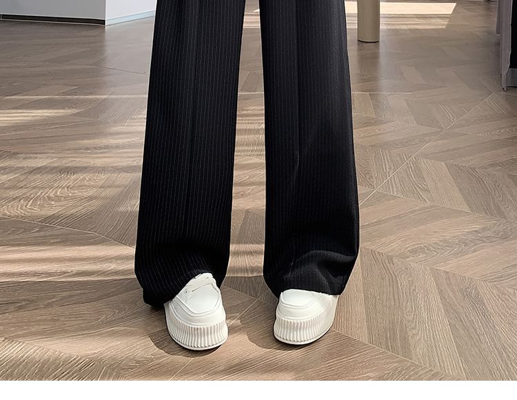 High Waist Striped Wide Leg Suit Pants mySite