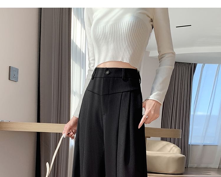 High Waist Striped Wide Leg Suit Pants mySite