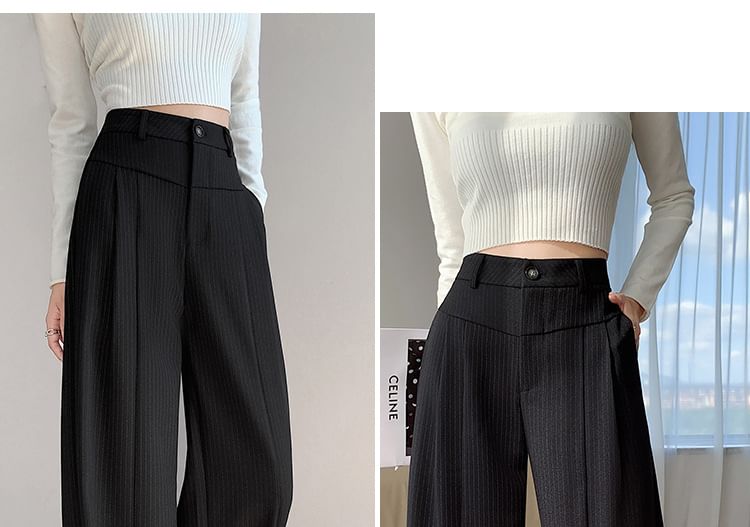 High Waist Striped Wide Leg Suit Pants mySite