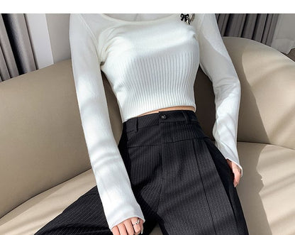 High Waist Striped Wide Leg Suit Pants mySite