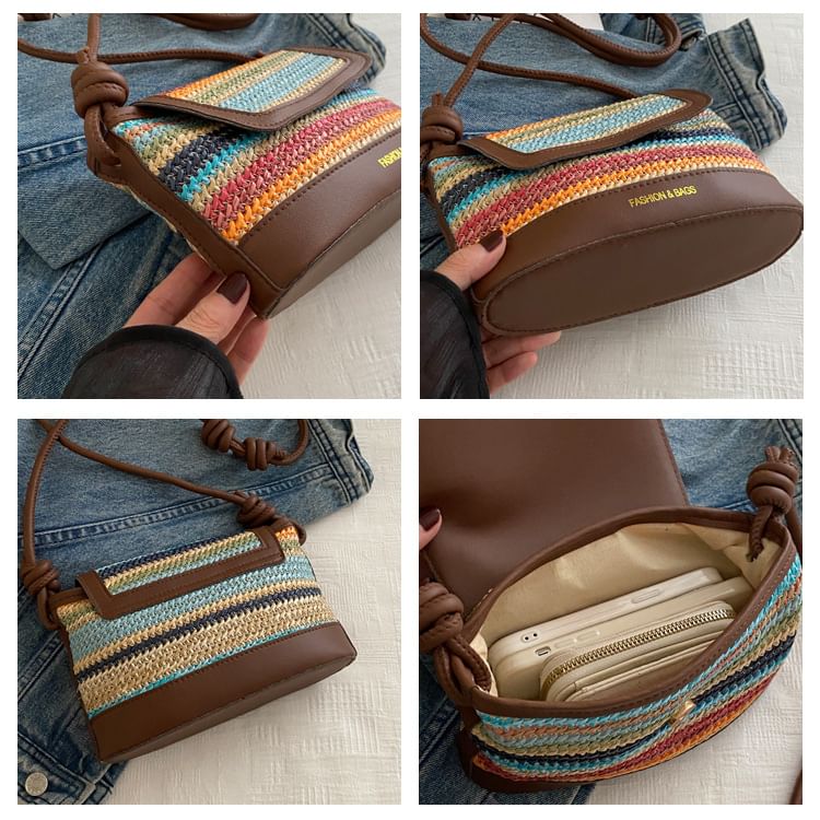 Striped Flap Shoulder Bag SpreePicky