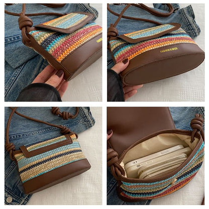 Striped Flap Shoulder Bag SpreePicky