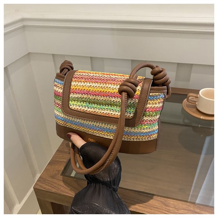 Striped Flap Shoulder Bag SpreePicky