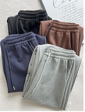 Plain High Rise Drawstring Parachute Wide Leg Sweatpants SpreePicky