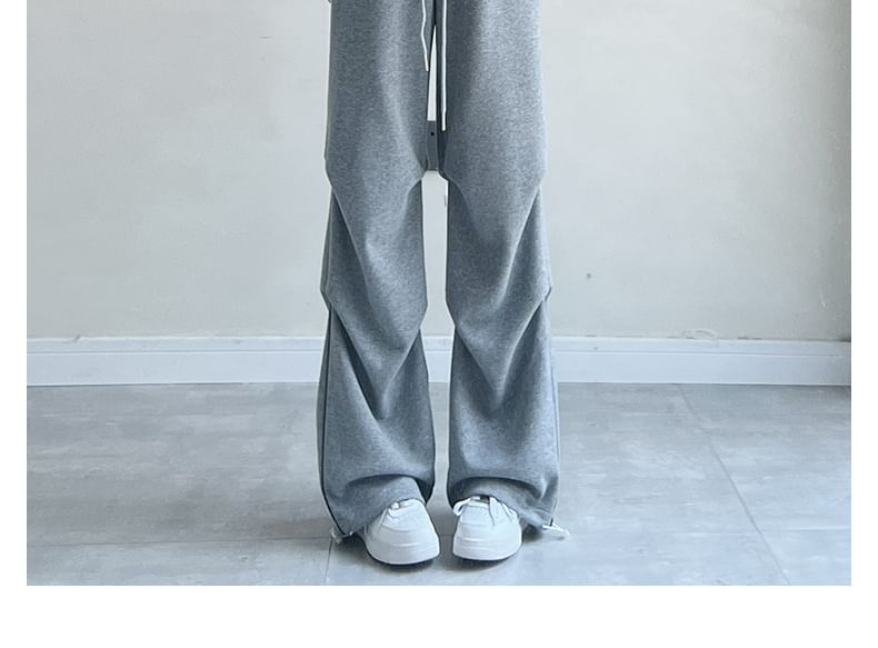 Plain High Rise Drawstring Parachute Wide Leg Sweatpants SpreePicky